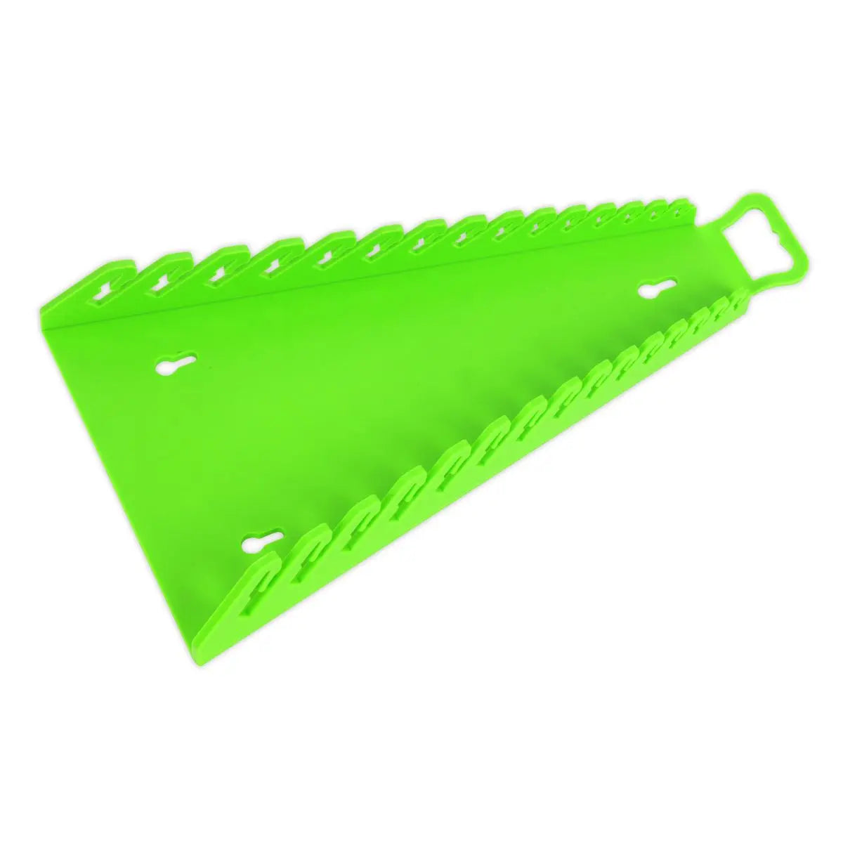 Sealey Premier High Visibility Green Reverse Spanner Rack 15 Capacity Hanging Toolbox