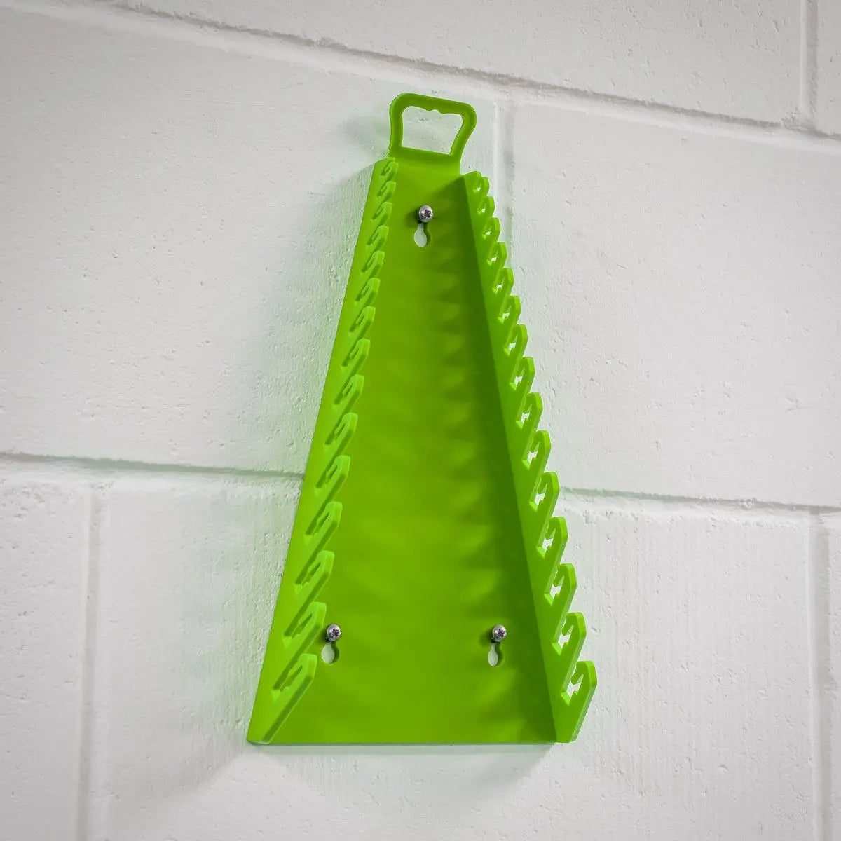 Sealey Premier High Visibility Green Reverse Spanner Rack 15 Capacity Hanging Toolbox