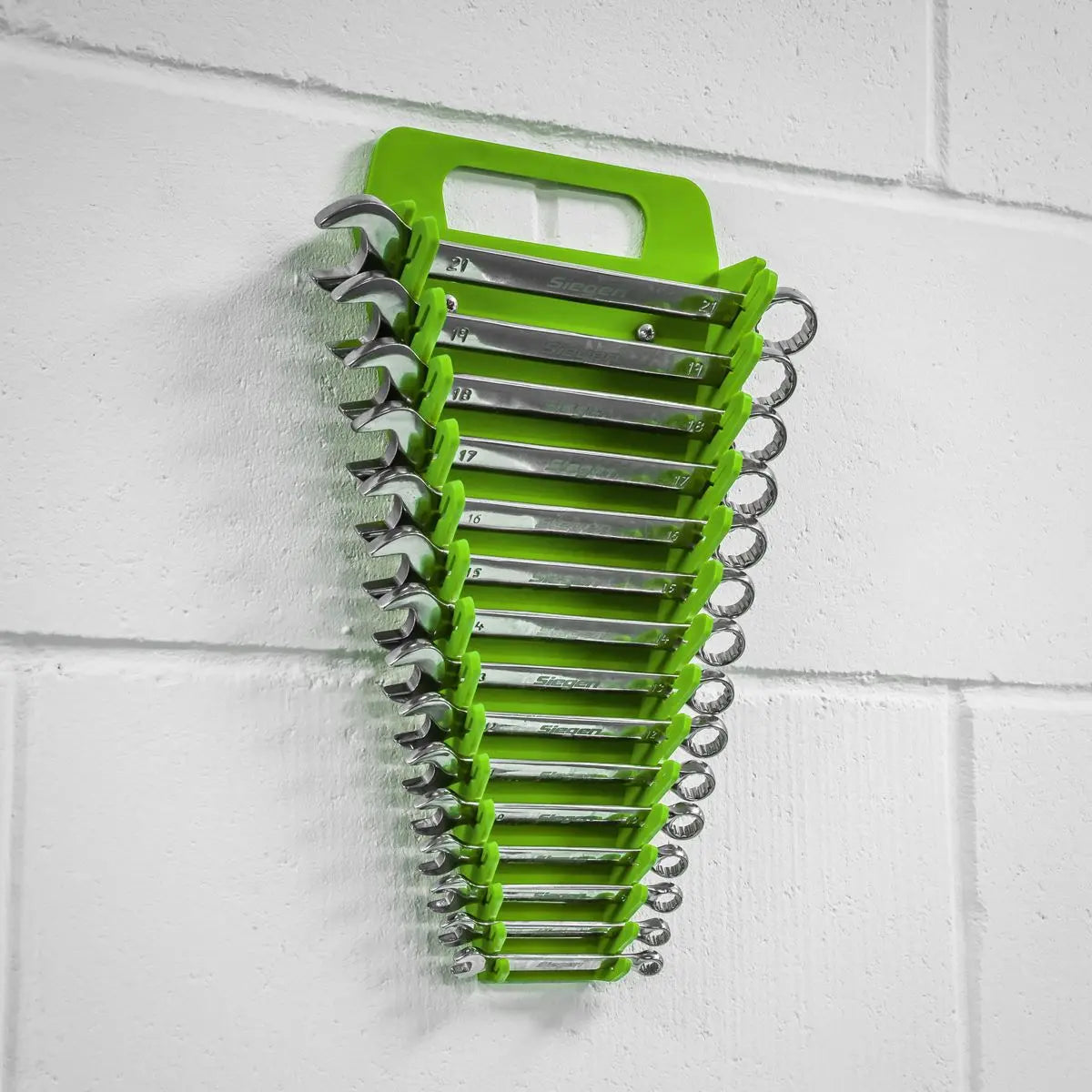 Sealey Premier High Visibility Green Spanner Rack 15 Capacity Hanging Toolbox