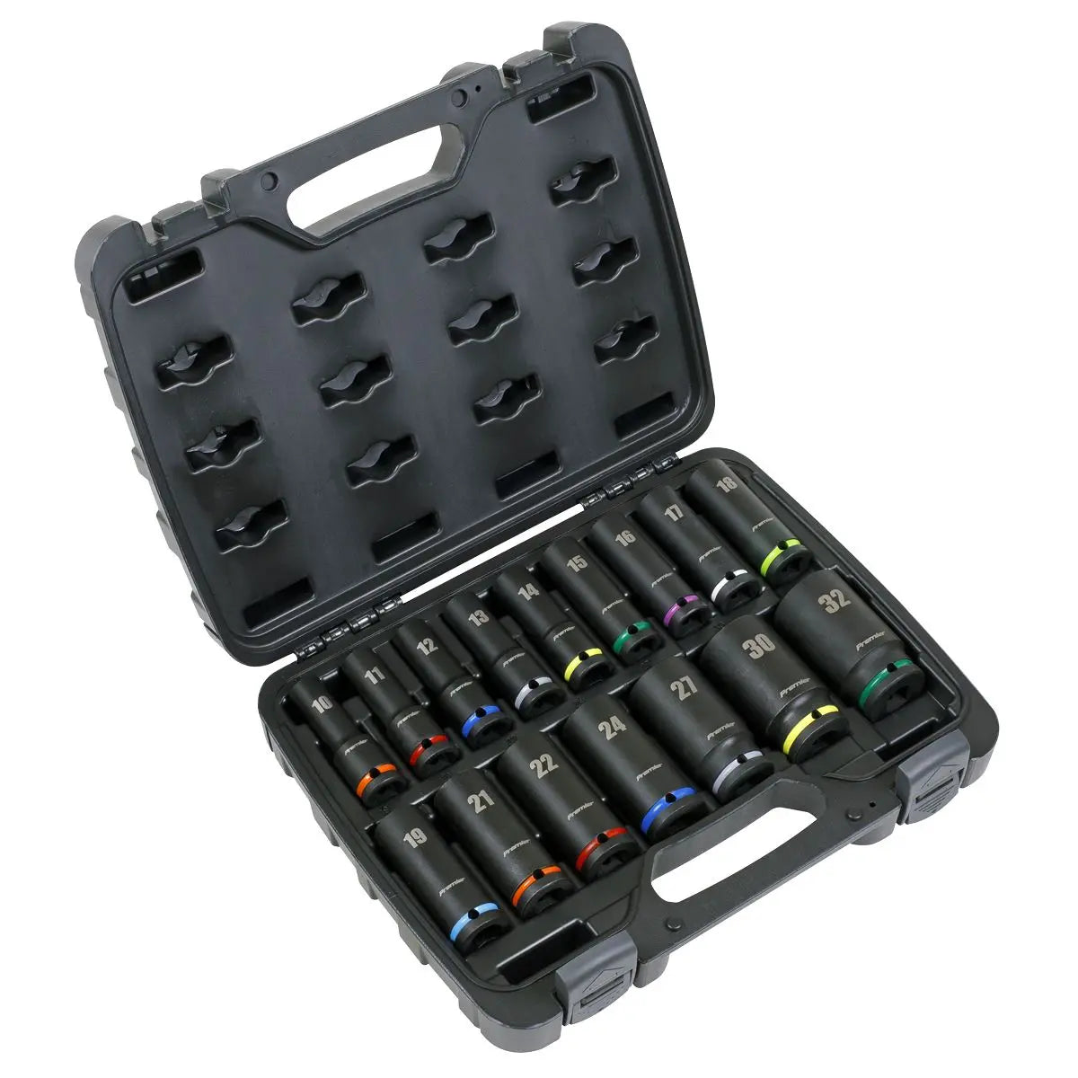 Sealey Premier Impact Socket Set 16pc 1/2"Sq Drive Deep Metric