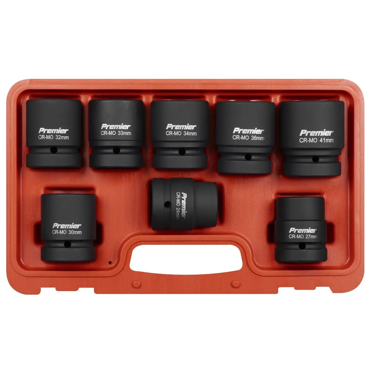 Sealey Premier Impact Socket Set 1"Sq Drive 8pc White Rose Tools