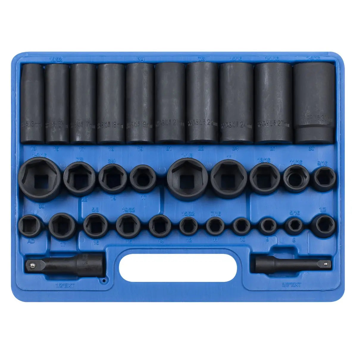 Sealey Premier Impact Socket Set 32pc Standard/Deep 3/8" & 1/2"Sq Drive Metric/Imperial