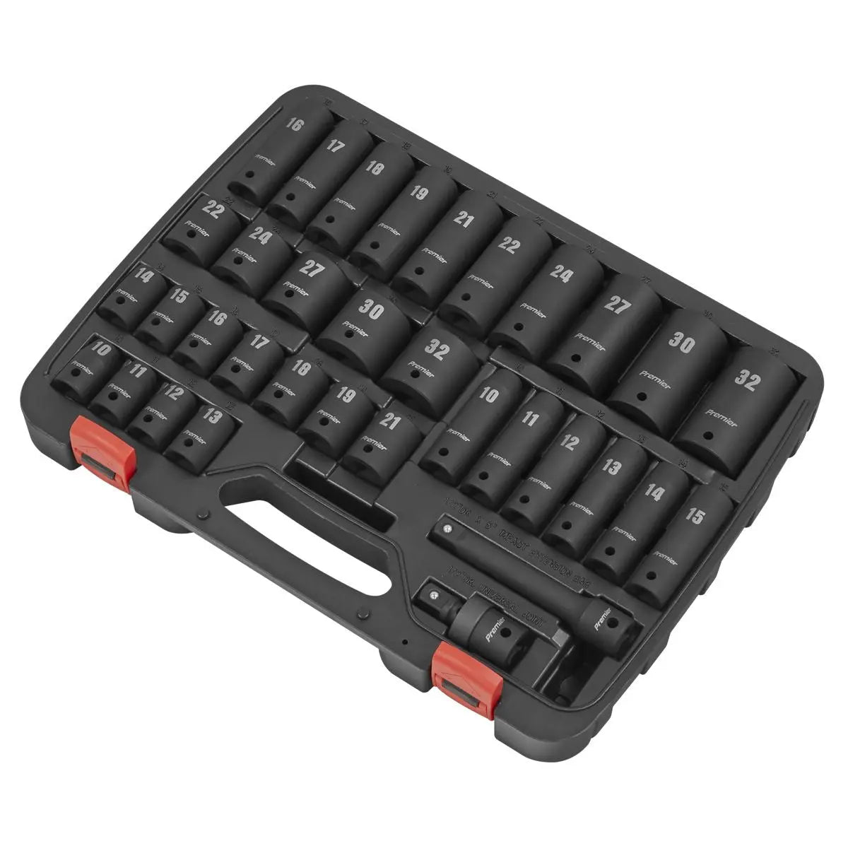 Sealey Premier Impact Socket Set 34pc 1/2"Sq Drive Metric