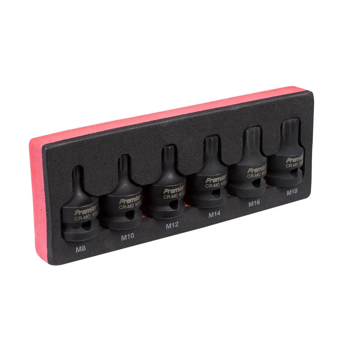 Sealey Premier Impact Spline Socket Bit Set 6pc 1/2"Sq Drive