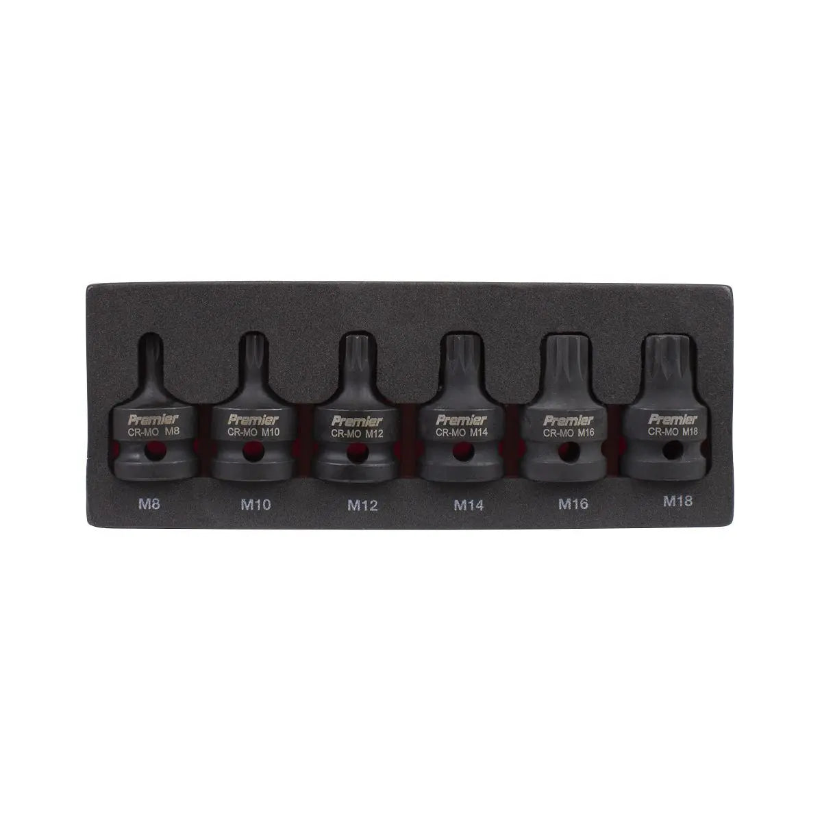 Sealey Premier Impact Spline Socket Bit Set 6pc 1/2"Sq Drive