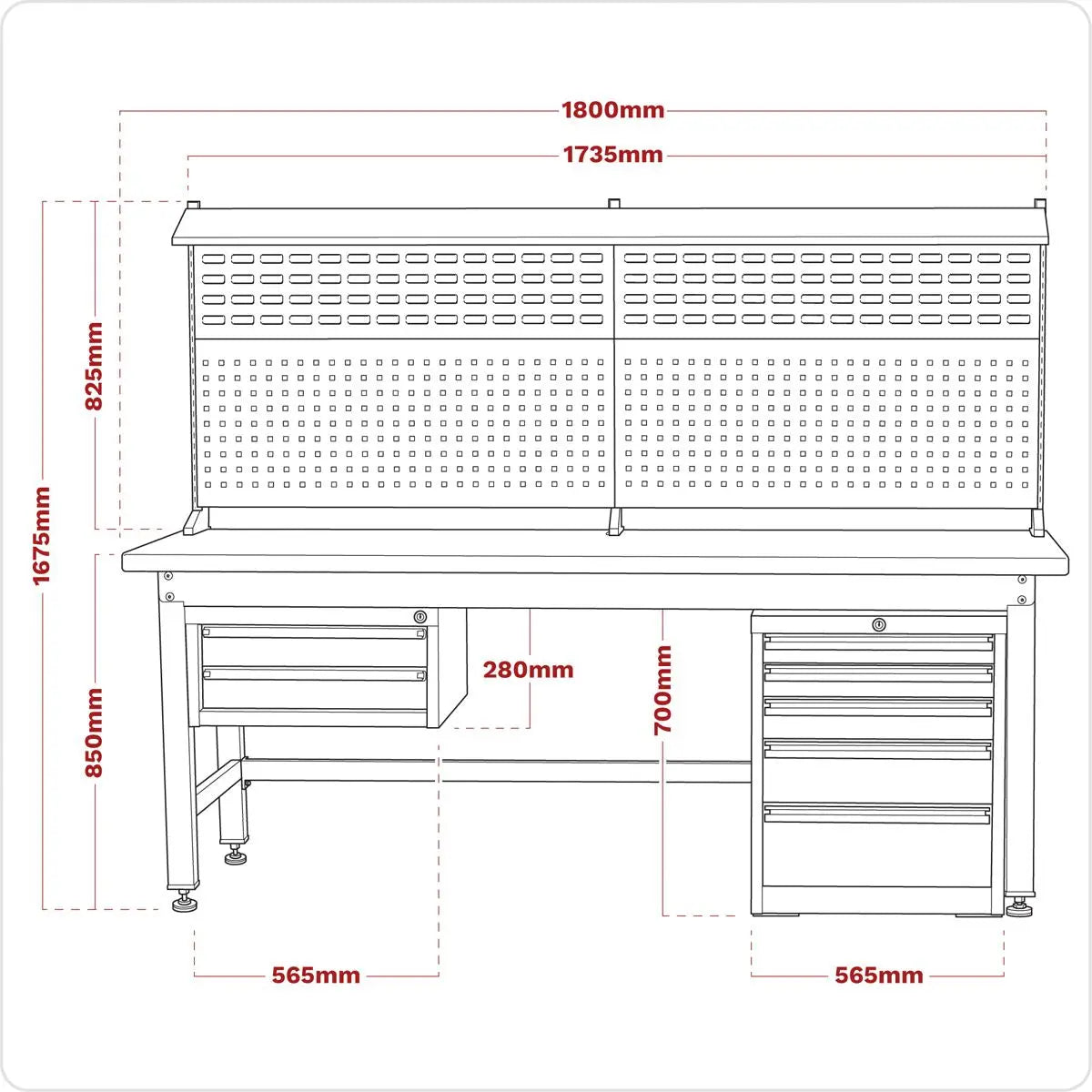 Sealey Premier Industrial 1.8m Complete Industrial Workstation & Cabinet Combo White Rose Tools