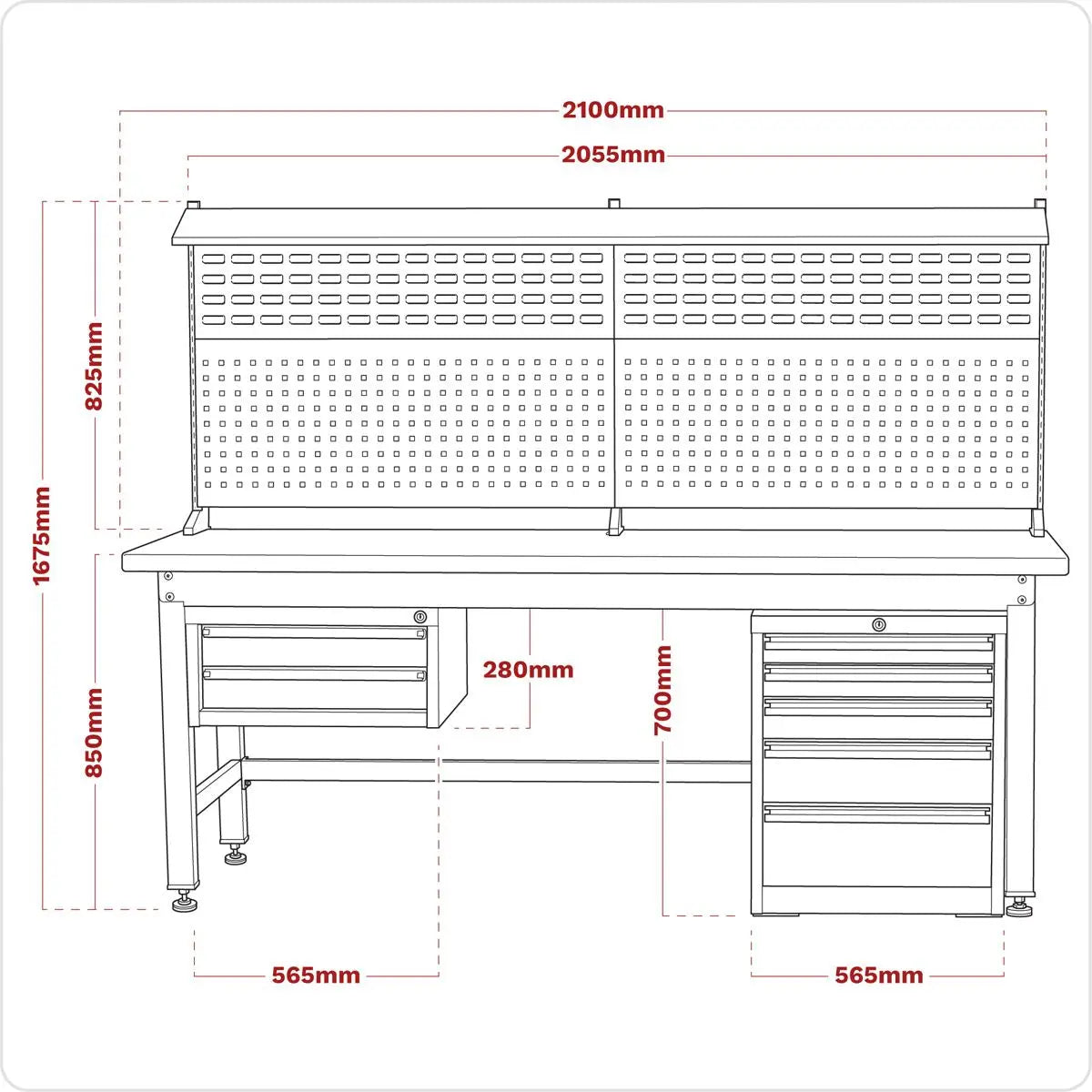 Sealey Premier Industrial 2.1m Complete Industrial Workstation & Cabinet Combo White Rose Tools