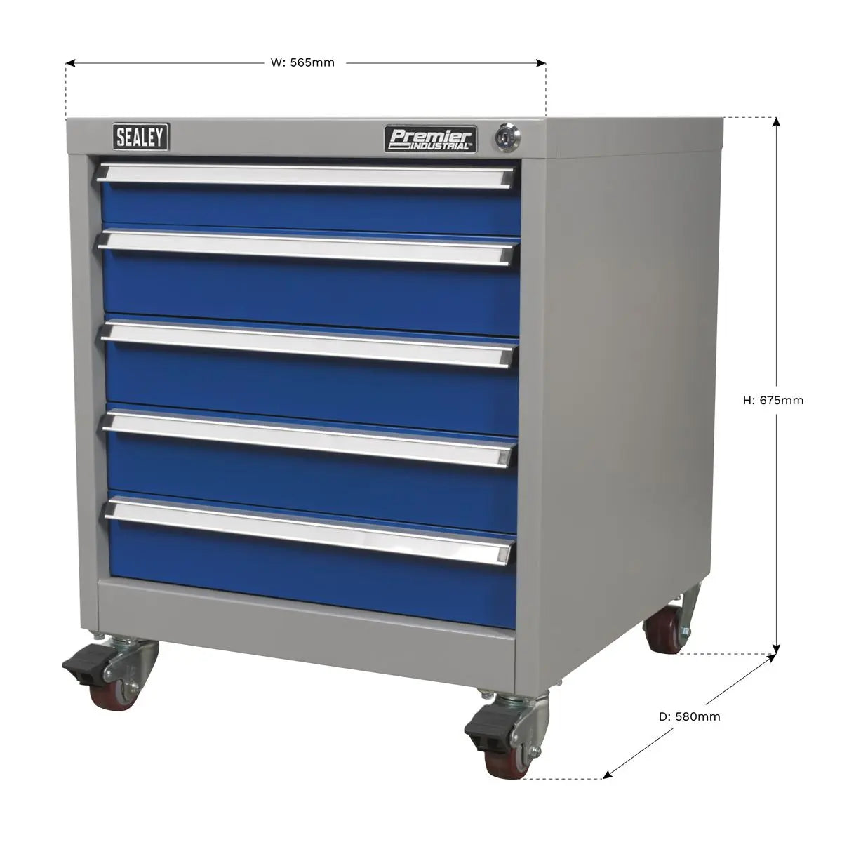 Sealey Premier Industrial Mobile Industrial Cabinet 5 Drawer  White Rose Tools