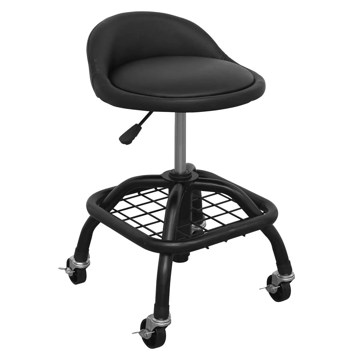 Sealey Premier Industrial Premier Industrial Pneumatic Creeper Stool with Adjustable Height Swivel Seat & Back Rest