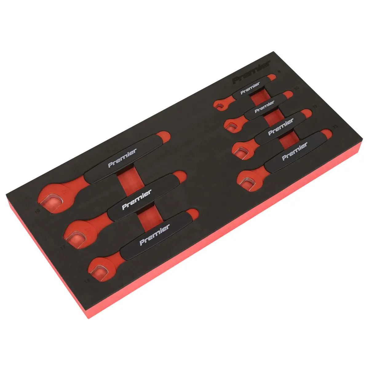 Sealey Premier Insulated Open-End Spanner Set with Tool Tray 7pc VDE Approved White Rose Tools