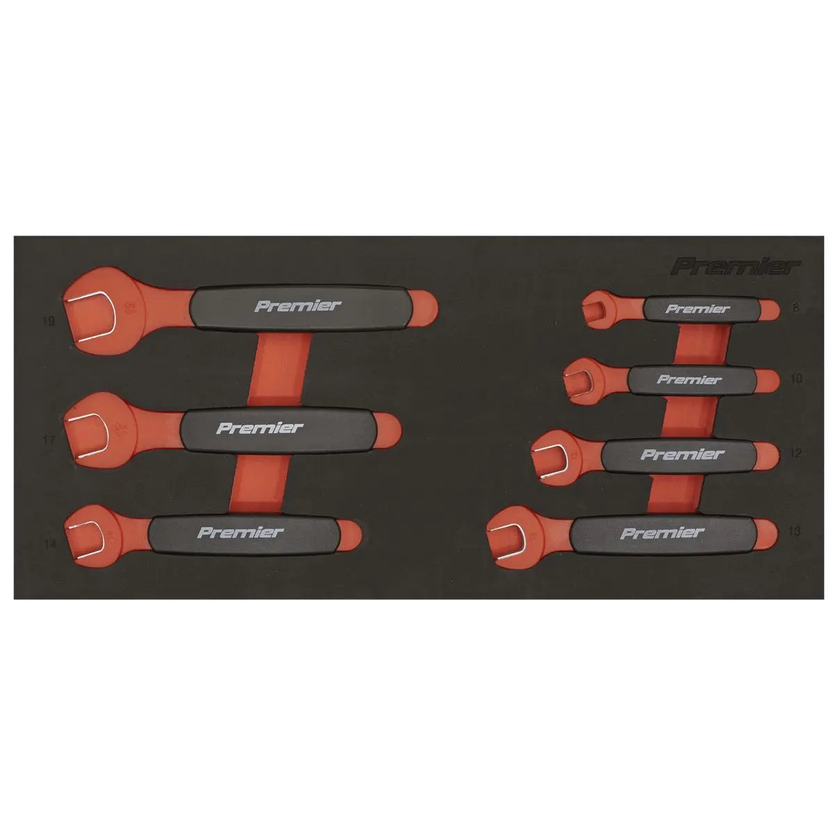 Sealey Premier Insulated Open-End Spanner Set with Tool Tray 7pc VDE Approved  White Rose Tools