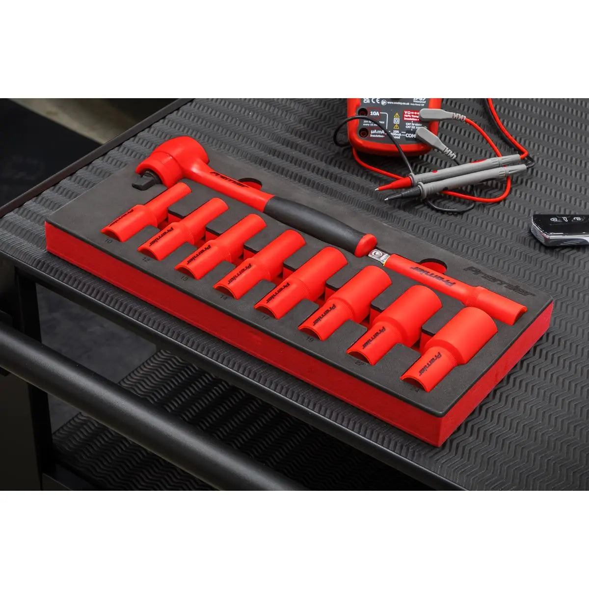 Sealey Premier Insulated Socket Set with Tool Tray 10pc 1/2"Sq Drive - VDE Approved White Rose Tools
