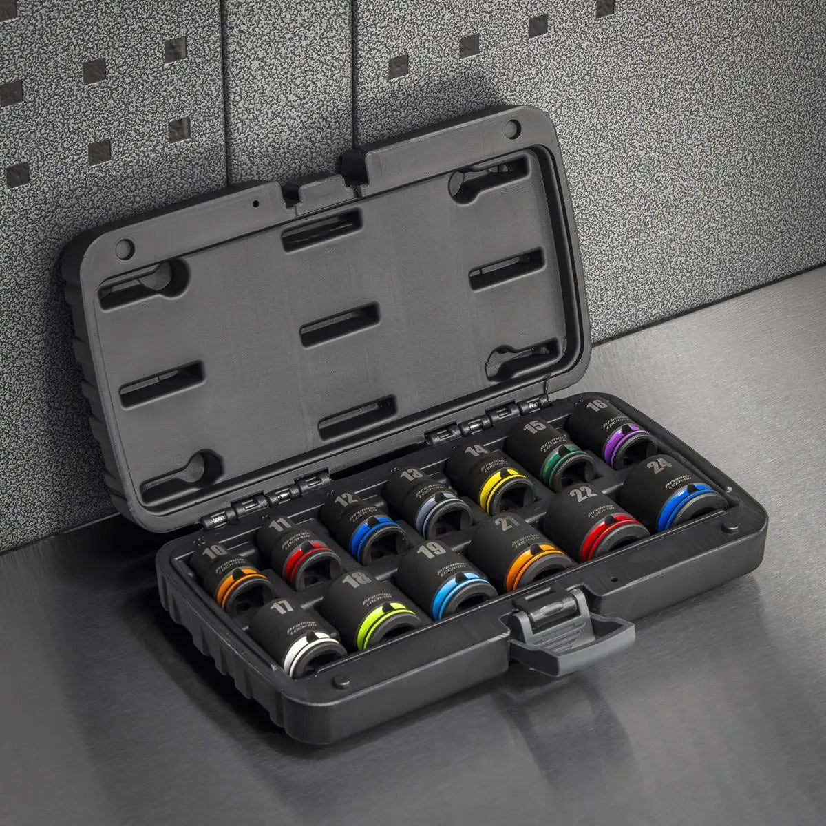 Sealey Premier Lock-On™ Impact Socket Set 13pc 1/2"Sq Drive 6pt Metric  White Rose Tools