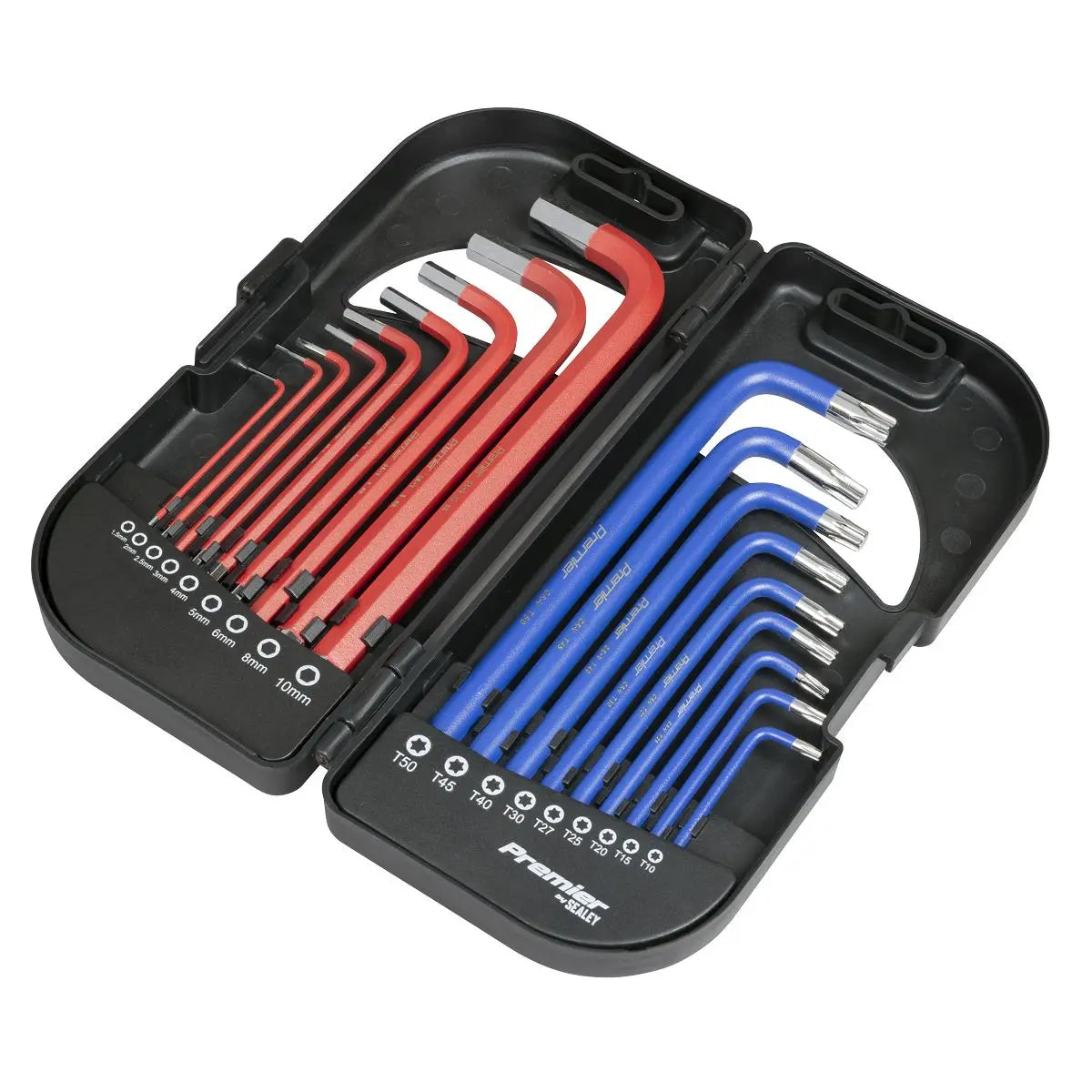 Sealey Premier Long Anti-Slip TRX-Star* & Ball-End Hex Key Set 18pc White Rose Tools