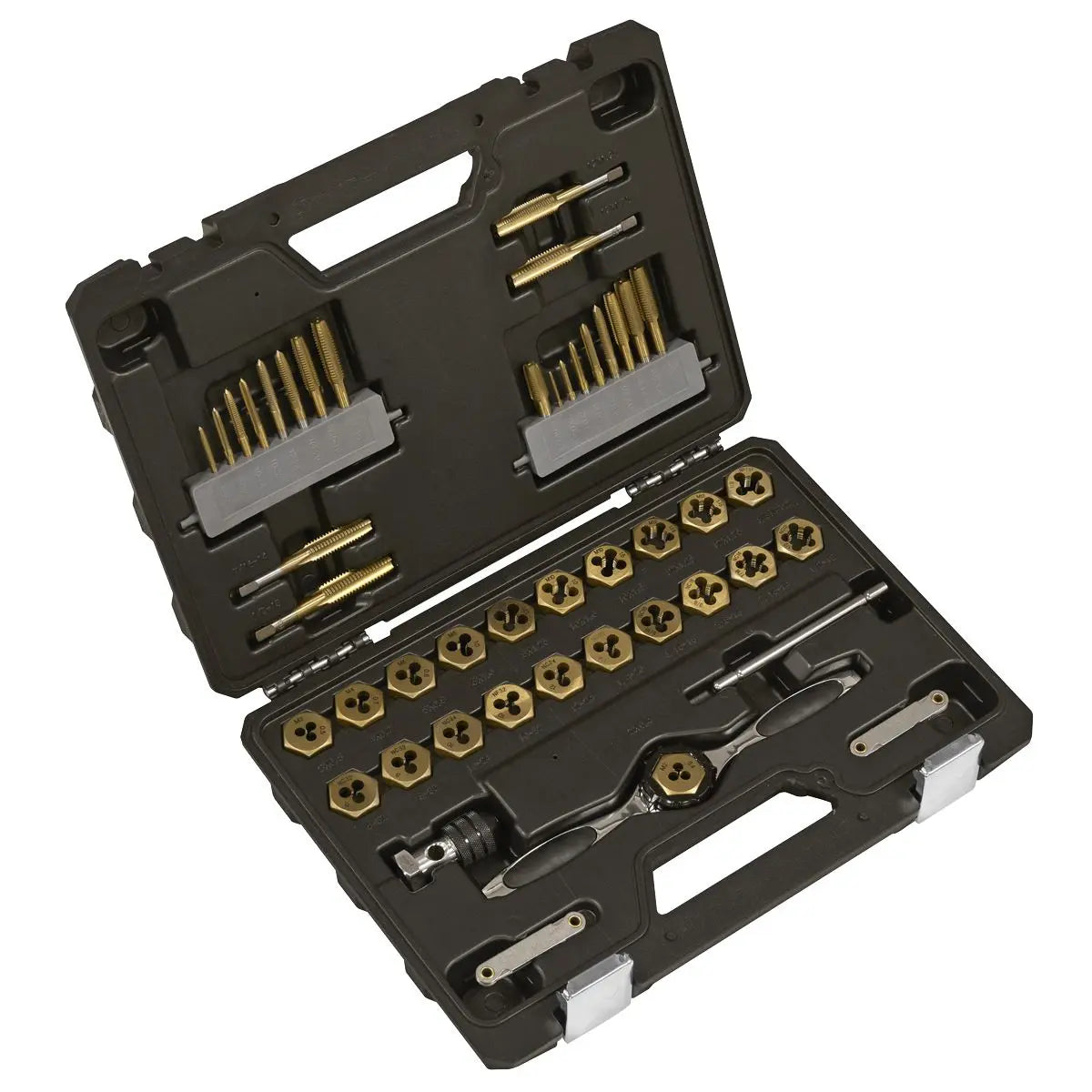Sealey Premier Metric & SAE/Imperial Titanium Coated Hexagonal Tap & Die Set 46pc White Rose Tools