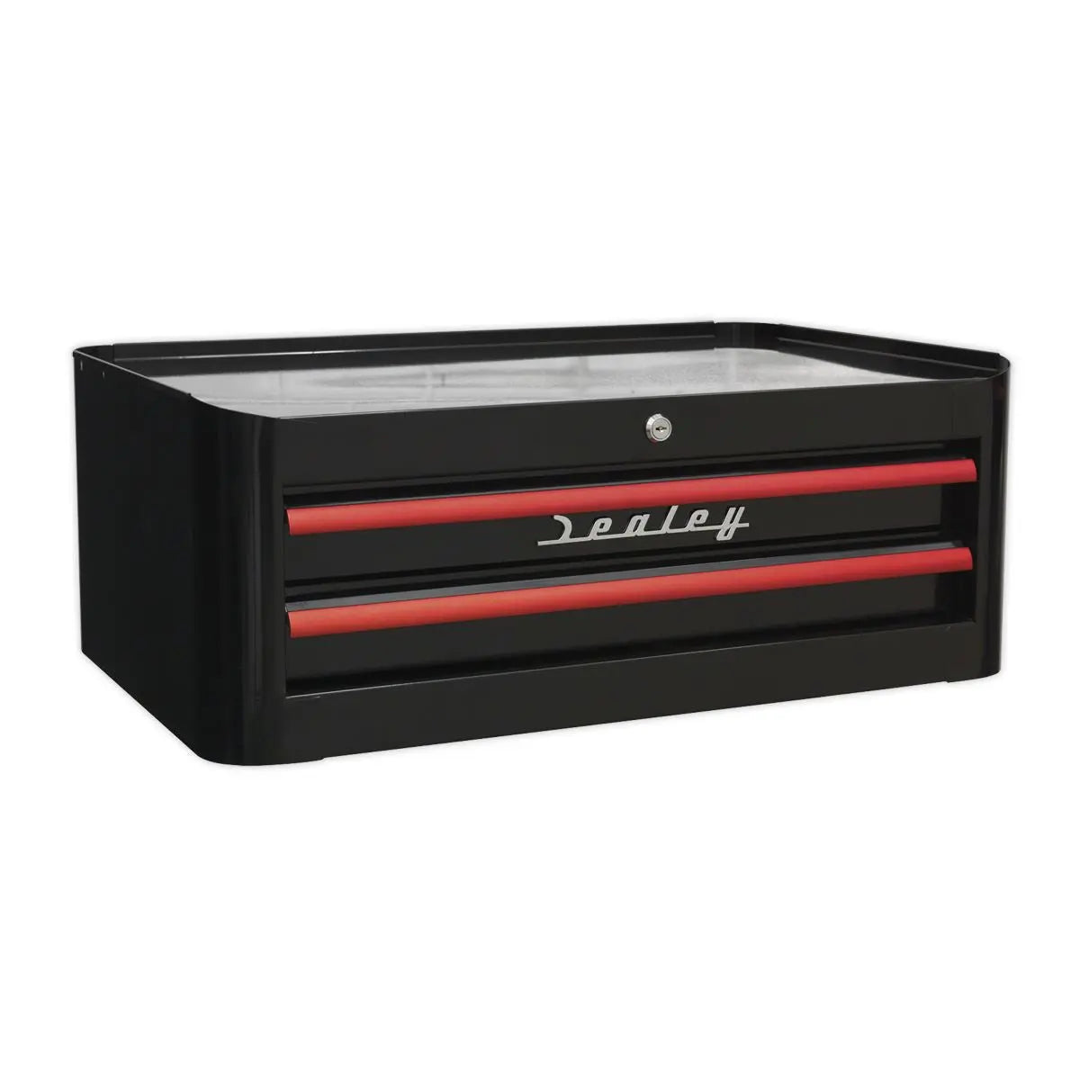 Sealey Premier Mid-Box Tool Chest 2 Drawer Retro Style - Black with Red Anodised Drawer Pulls