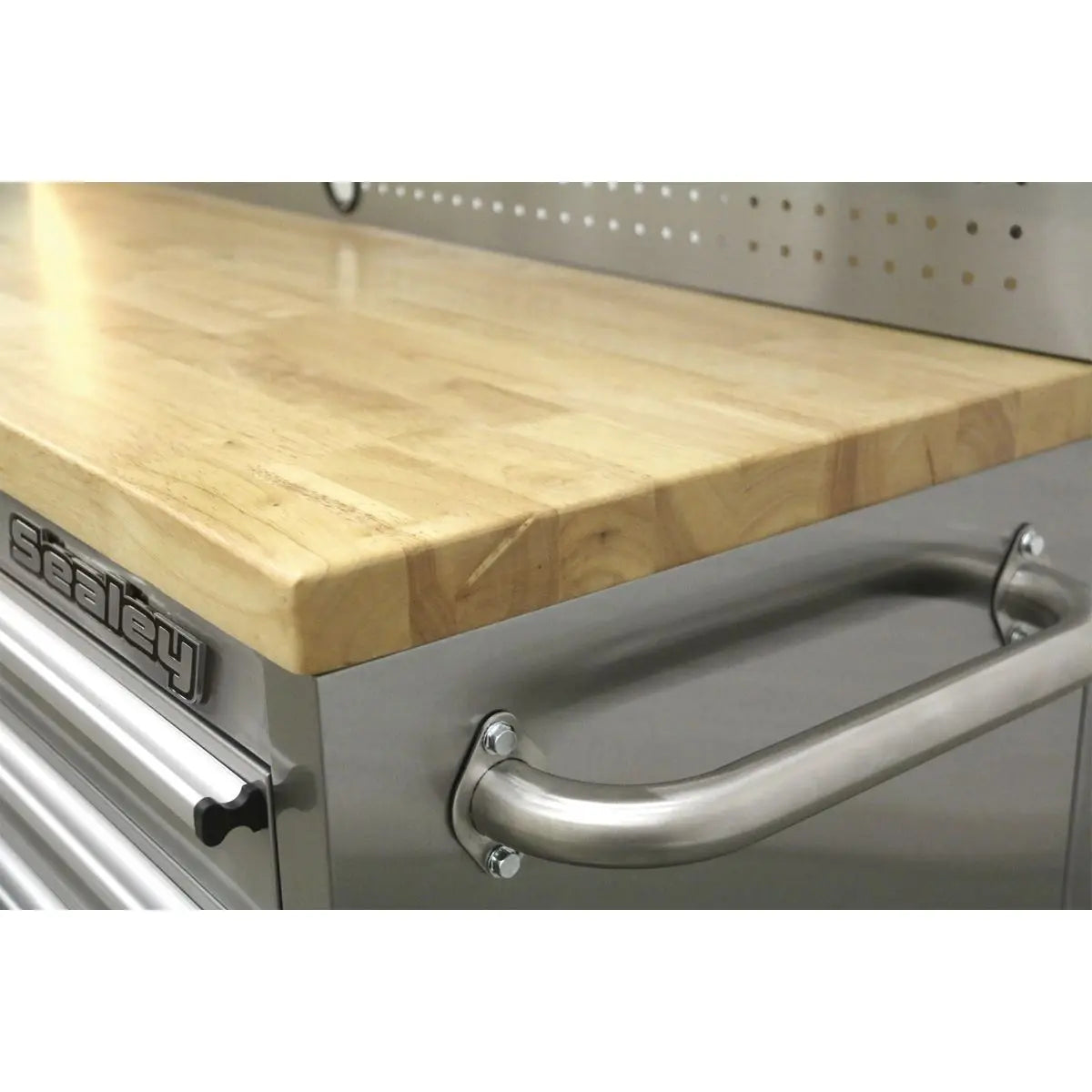 Sealey Premier Mobile Stainless Steel Tool Cabinet 10 Drawer with Backboard & 2 Wall Cupboards White Rose Tools