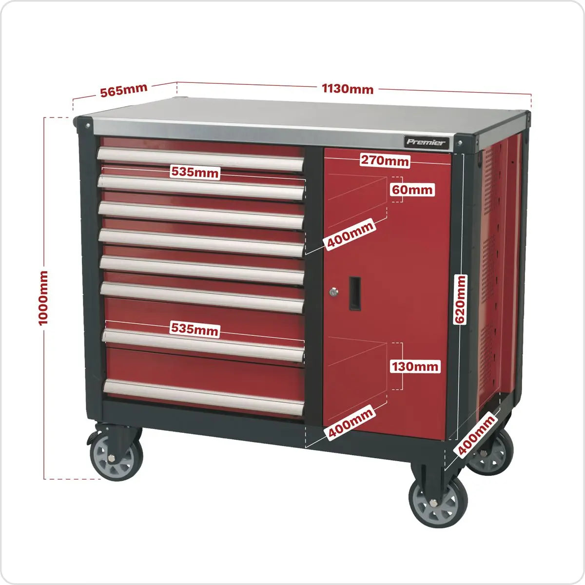 Sealey Premier Mobile Workstation 8 Drawer with Ball-Bearing Slides