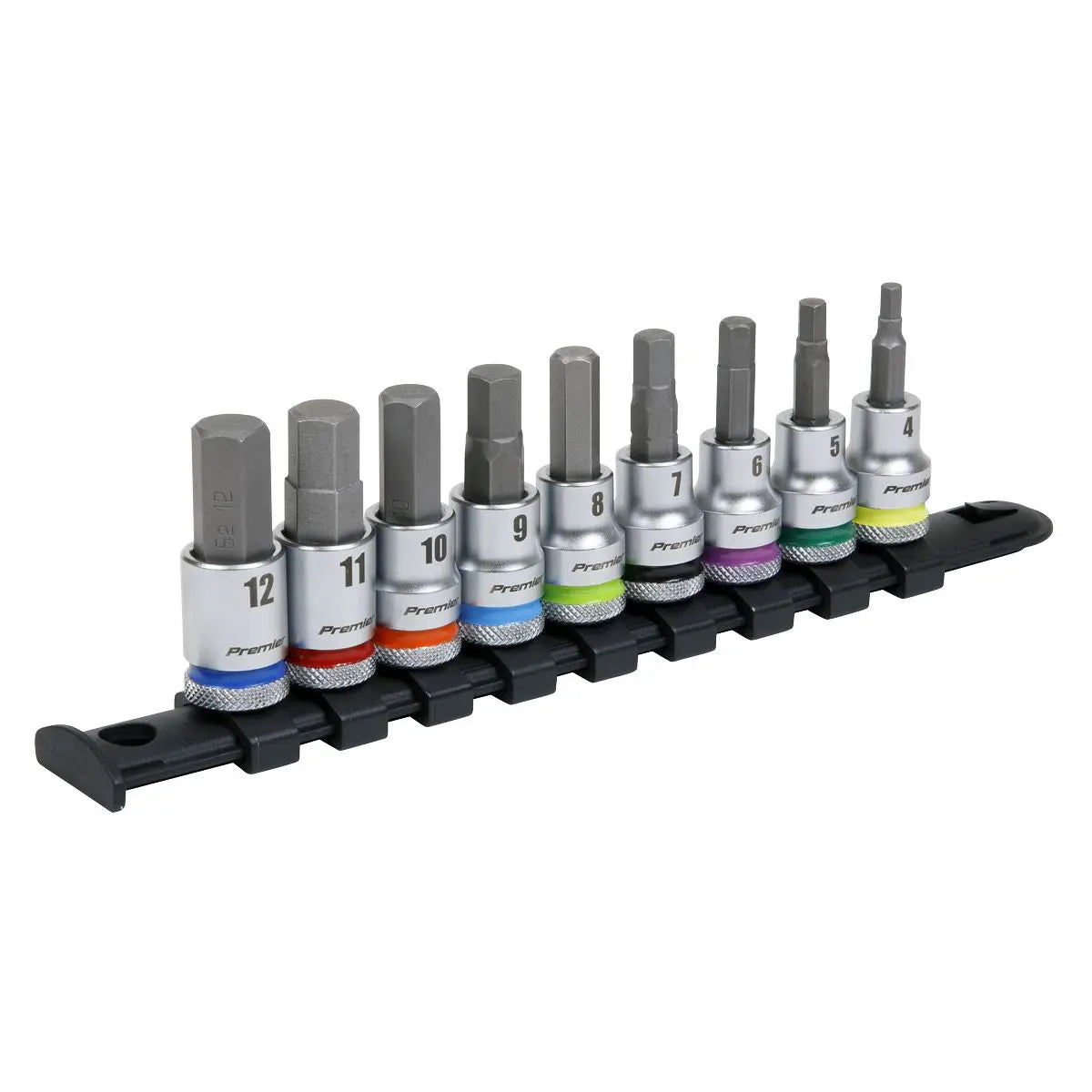 Sealey Premier Platinum Hex Socket Bit Set 9pc 3/8"Sq Drive - Premier Platinum