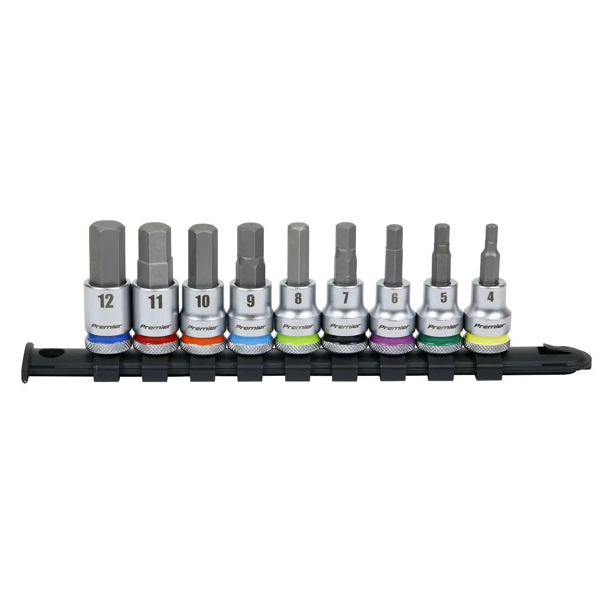 Sealey Premier Platinum Hex Socket Bit Set 9pc 3/8"Sq Drive - Premier Platinum