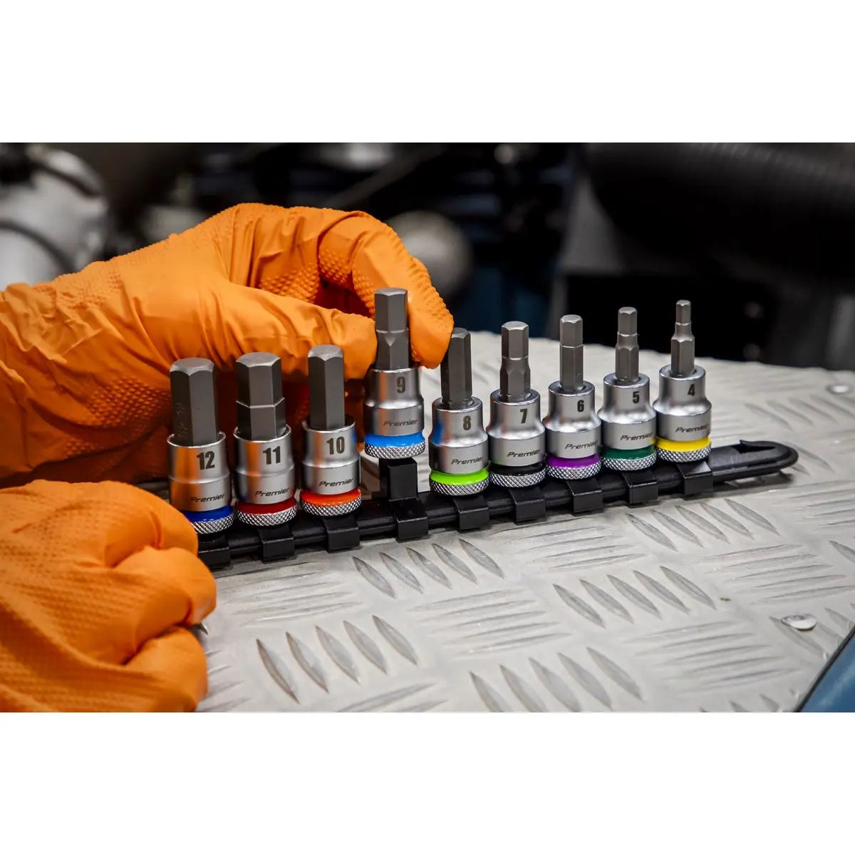 Sealey Premier Platinum Hex Socket Bit Set 9pc 3/8"Sq Drive - Premier Platinum