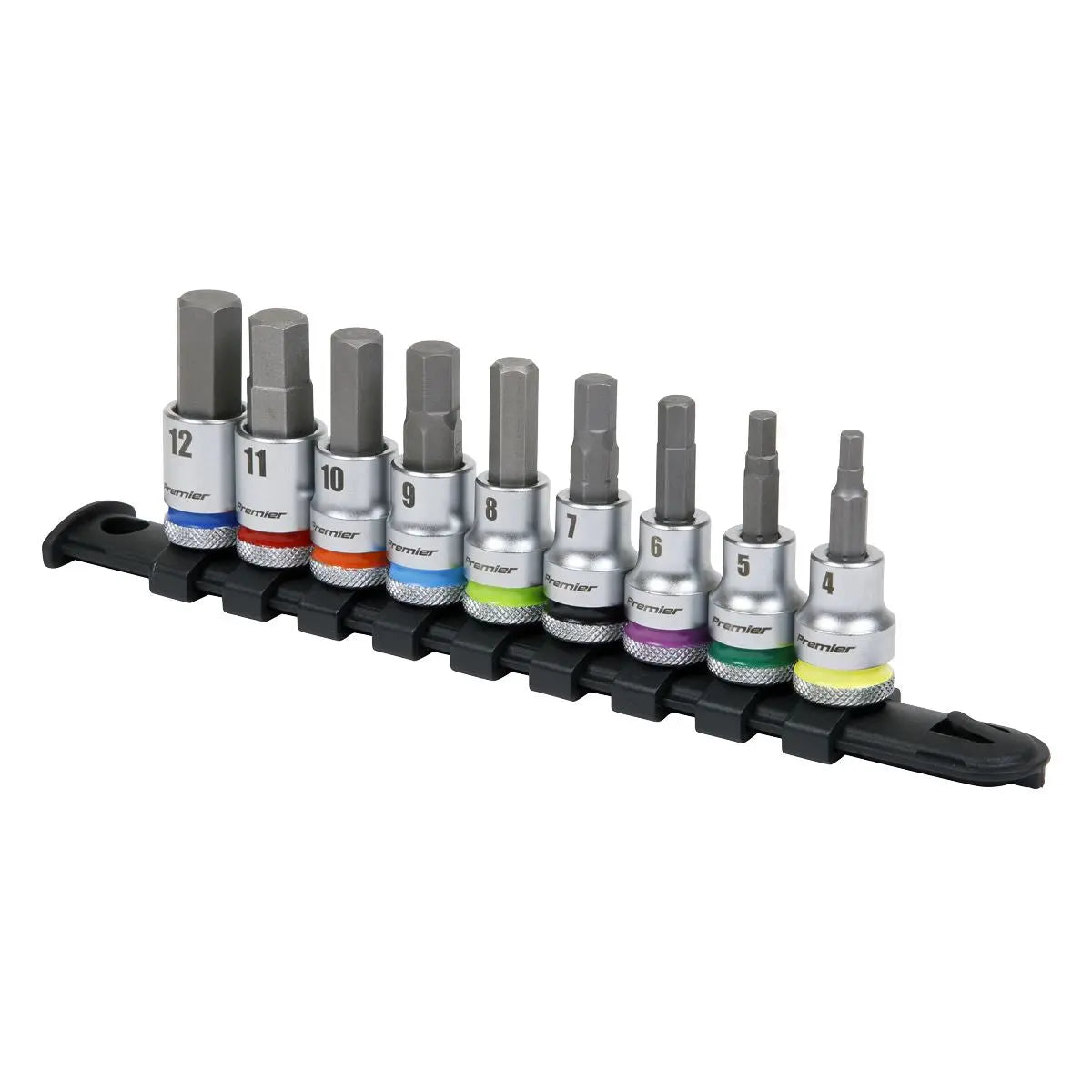 Sealey Premier Platinum Hex Socket Bit Set 9pc 3/8"Sq Drive - Premier Platinum