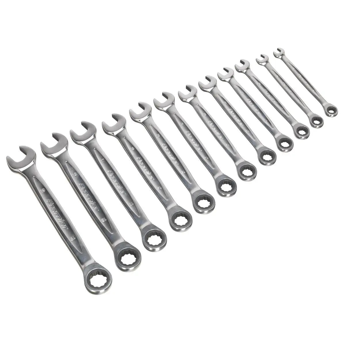 Sealey Premier Platinum Ratchet Combination Spanner Set 12pc - Metric - Premier Platinum
