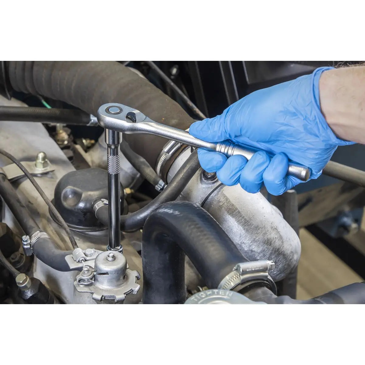 Sealey Premier Platinum Ratchet Wrench 3/8"Sq Drive 90-Tooth Flip Reverse - Premier Platinum  White Rose Tools