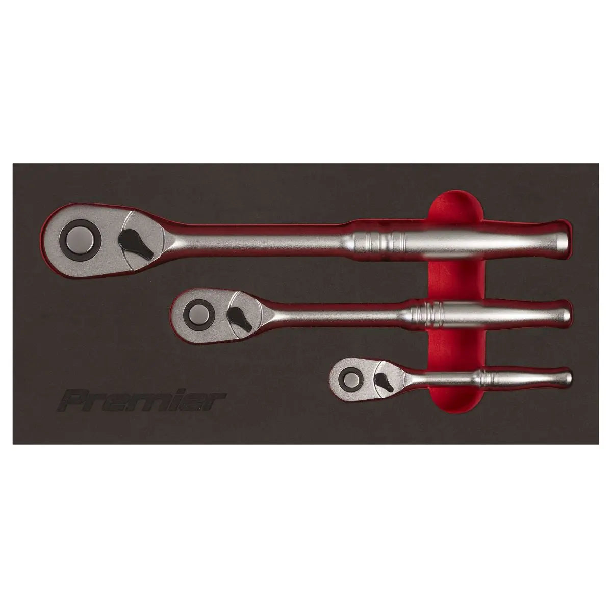 Sealey Premier Platinum Ratchet Wrench Set 3pc Pear-Head Flip Reverse - Premier Platinum White Rose Tools