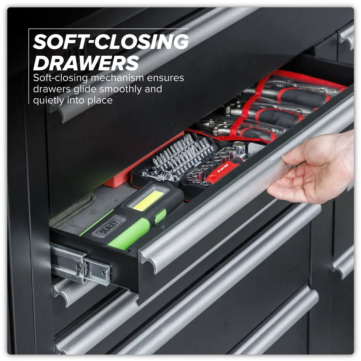 Sealey Premier Premier 1.7m Corner Storage System - Stainless Worktop White Rose Tools