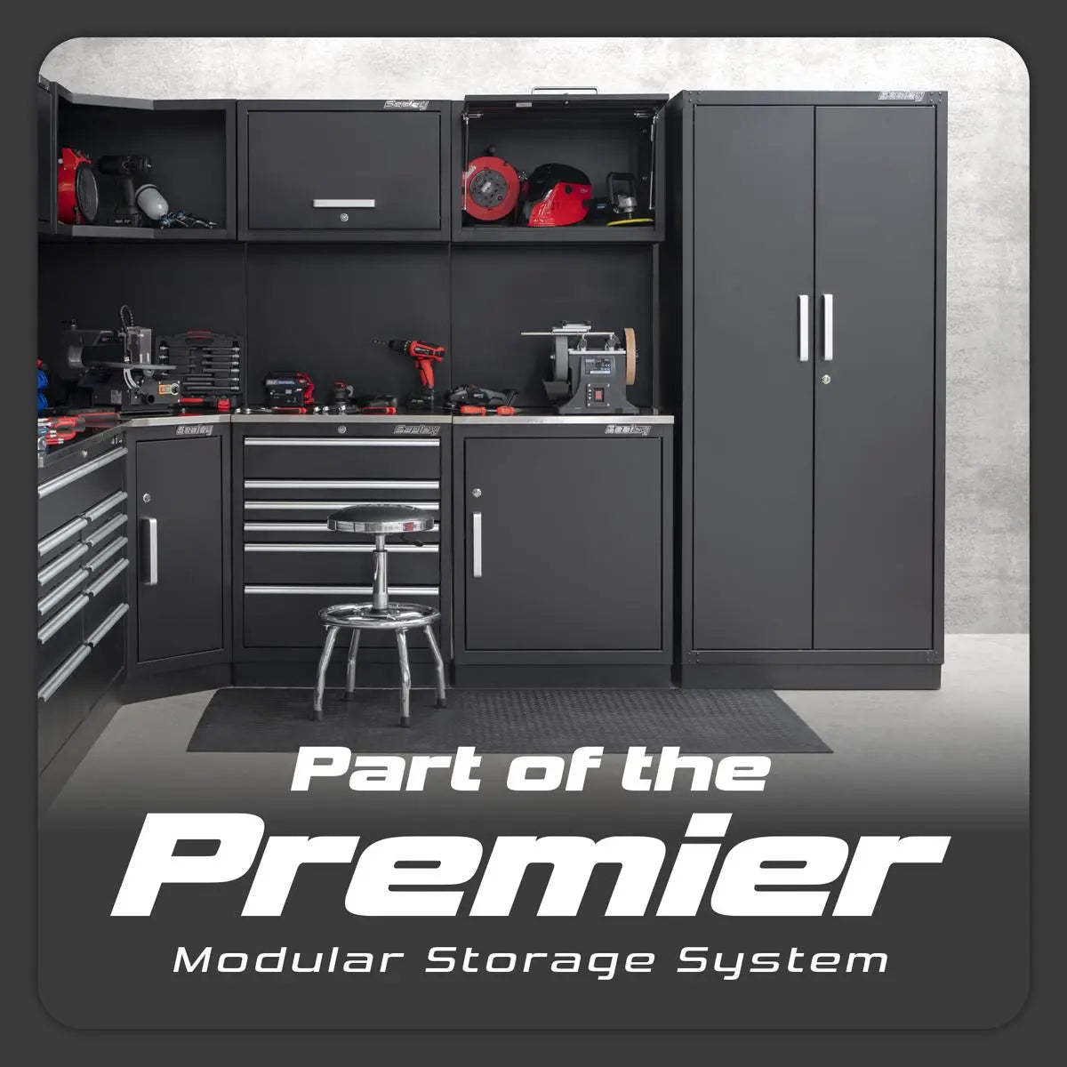 Sealey Premier Premier 5.6m Storage System - Stainless Worktop White Rose Tools