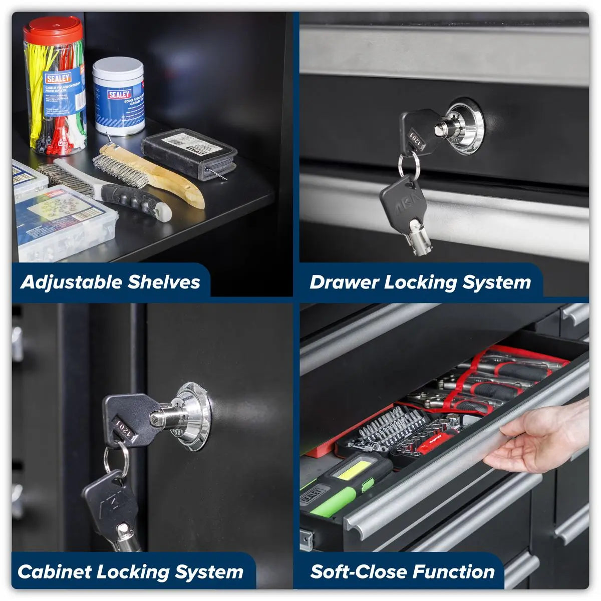 Sealey Premier Premier 5.6m Storage System - Stainless Worktop White Rose Tools