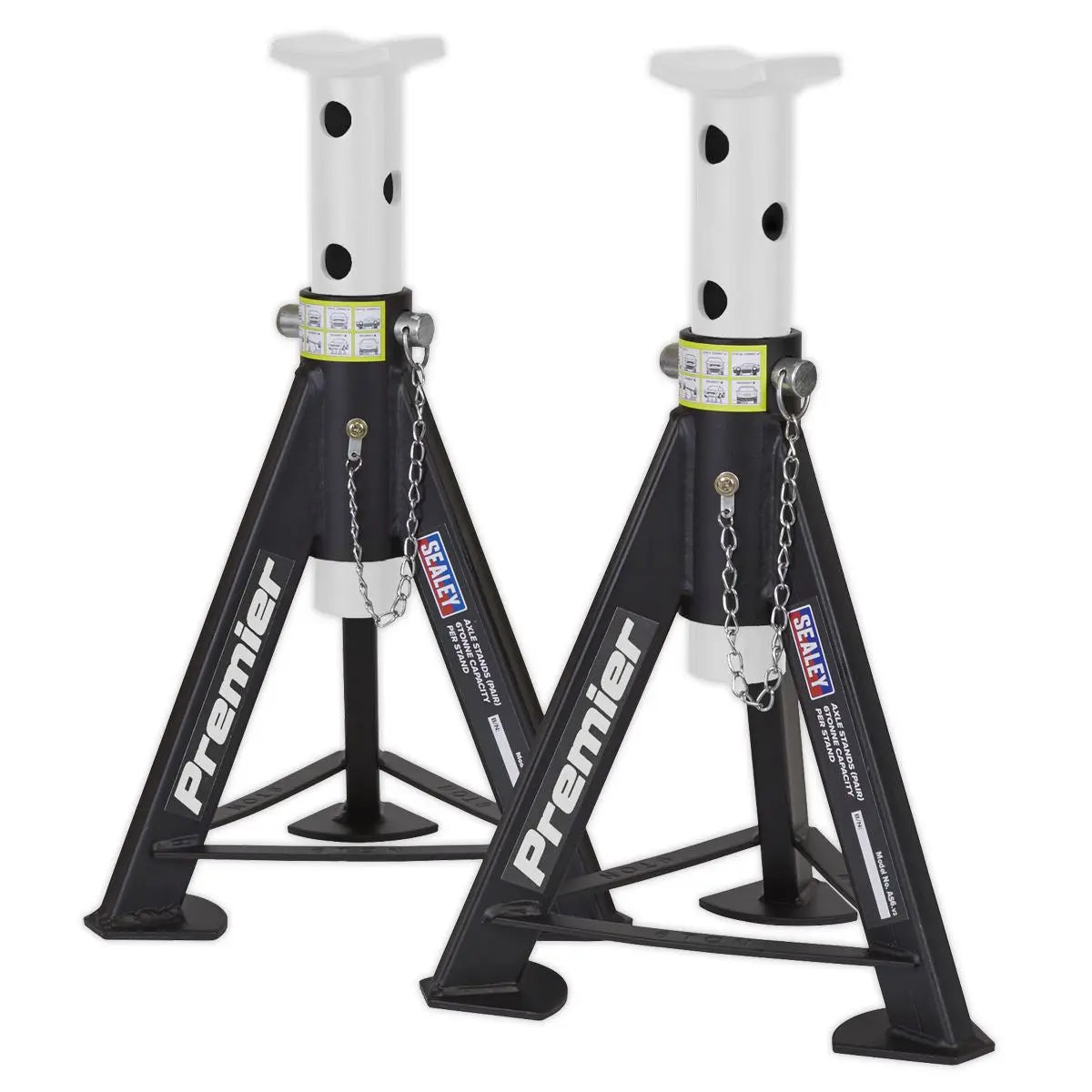 Sealey Premier Premier Axle Stands (Pair) 6 Tonne Capacity per Stand - White