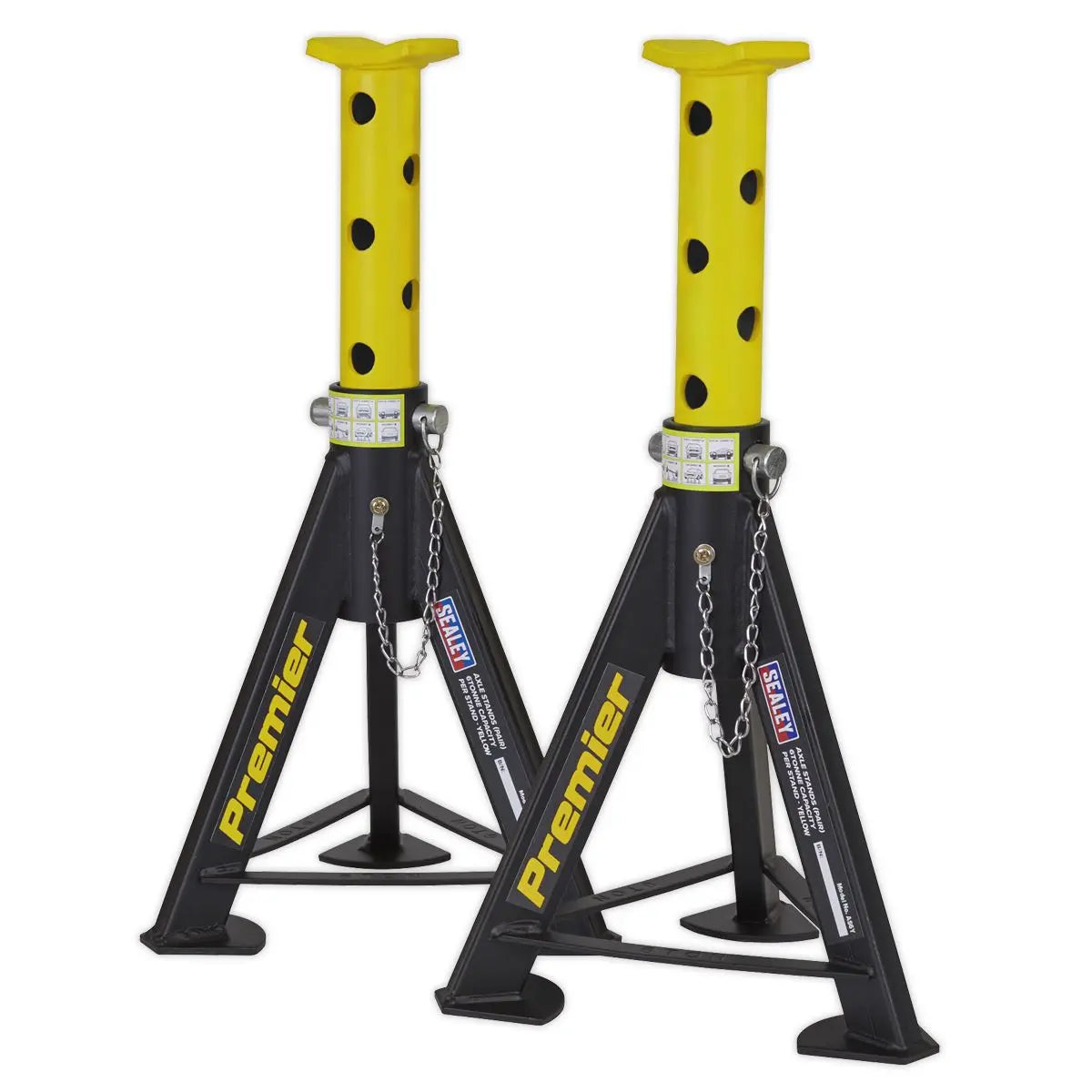 Sealey Premier Premier Axle Stands (Pair) 6 Tonne Capacity per Stand - Yellow