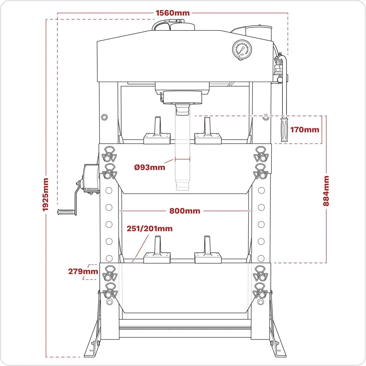 Sealey Premier Premier Hydraulic Floor Type Press 75 Tonne