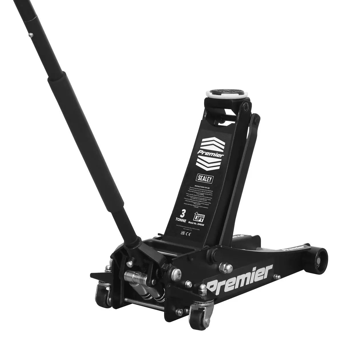 Sealey Premier Premier Trolley Jack 3 Tonne & Axle Stands (Pair) 3 Tonne per Stand Combo White Rose Tools