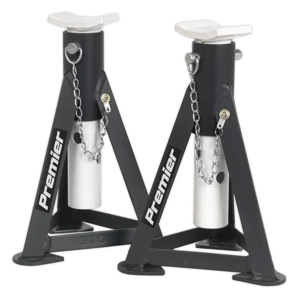 Sealey Premier Premier Trolley Jack 3 Tonne & Axle Stands (Pair) 3 Tonne per Stand Combo  White Rose Tools