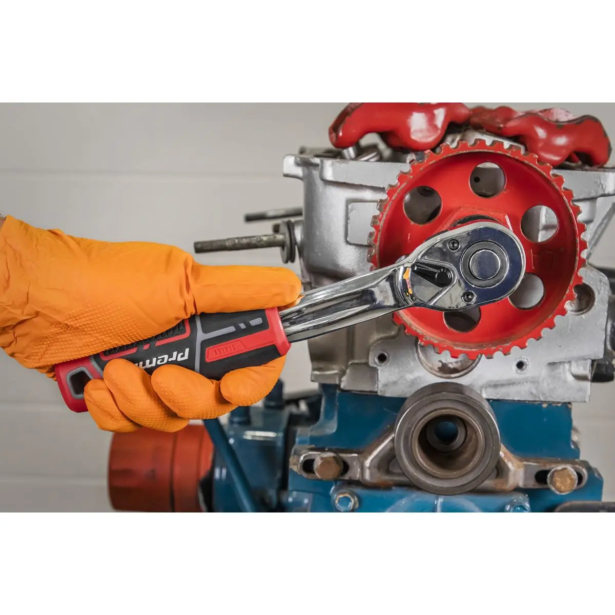 Sealey Premier Ratchet Wrench 3/8"Sq Drive Offset Pear-Head with Flip Reverse  White Rose Tools