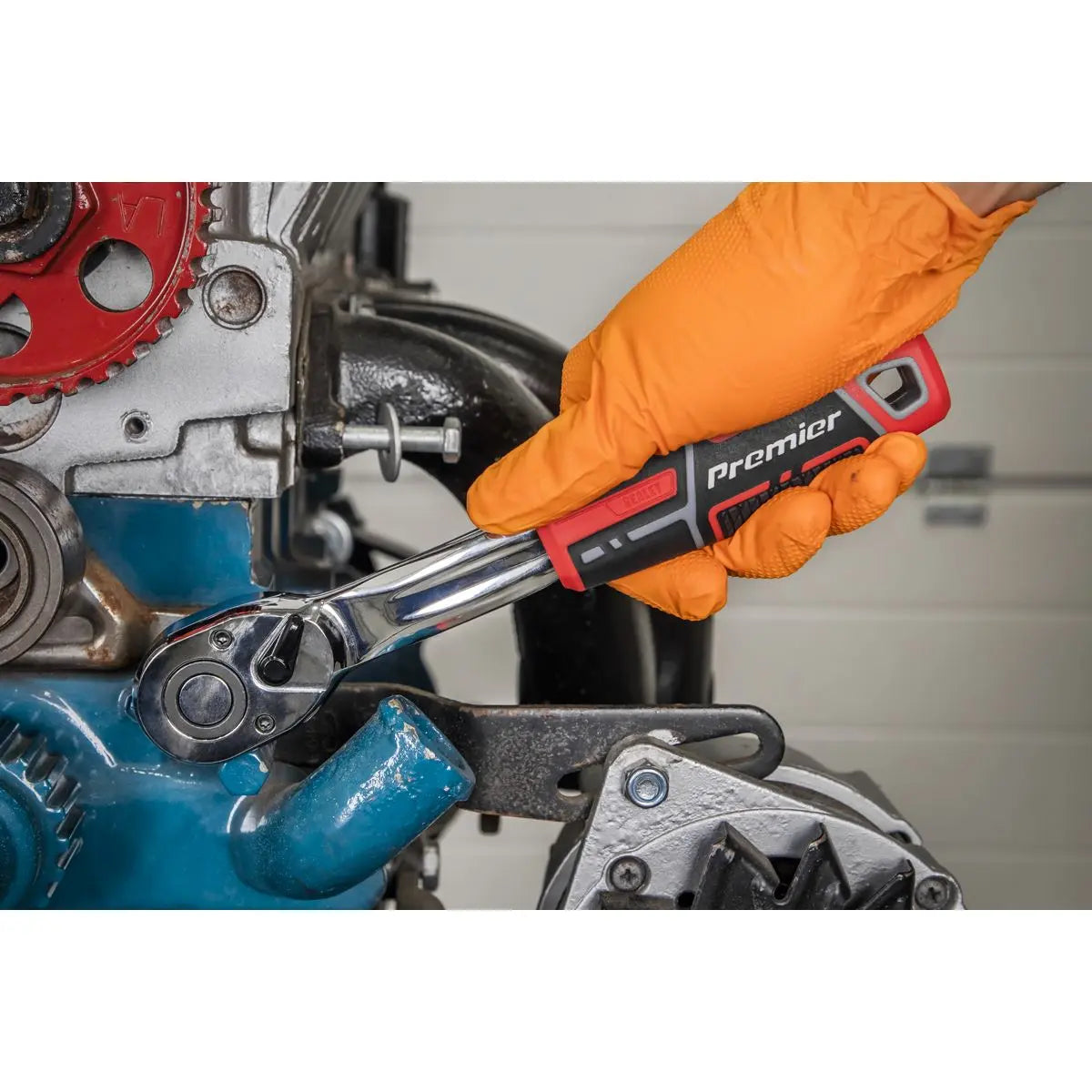 Sealey Premier Ratchet Wrench 3/8"Sq Drive Offset Pear-Head with Flip Reverse  White Rose Tools