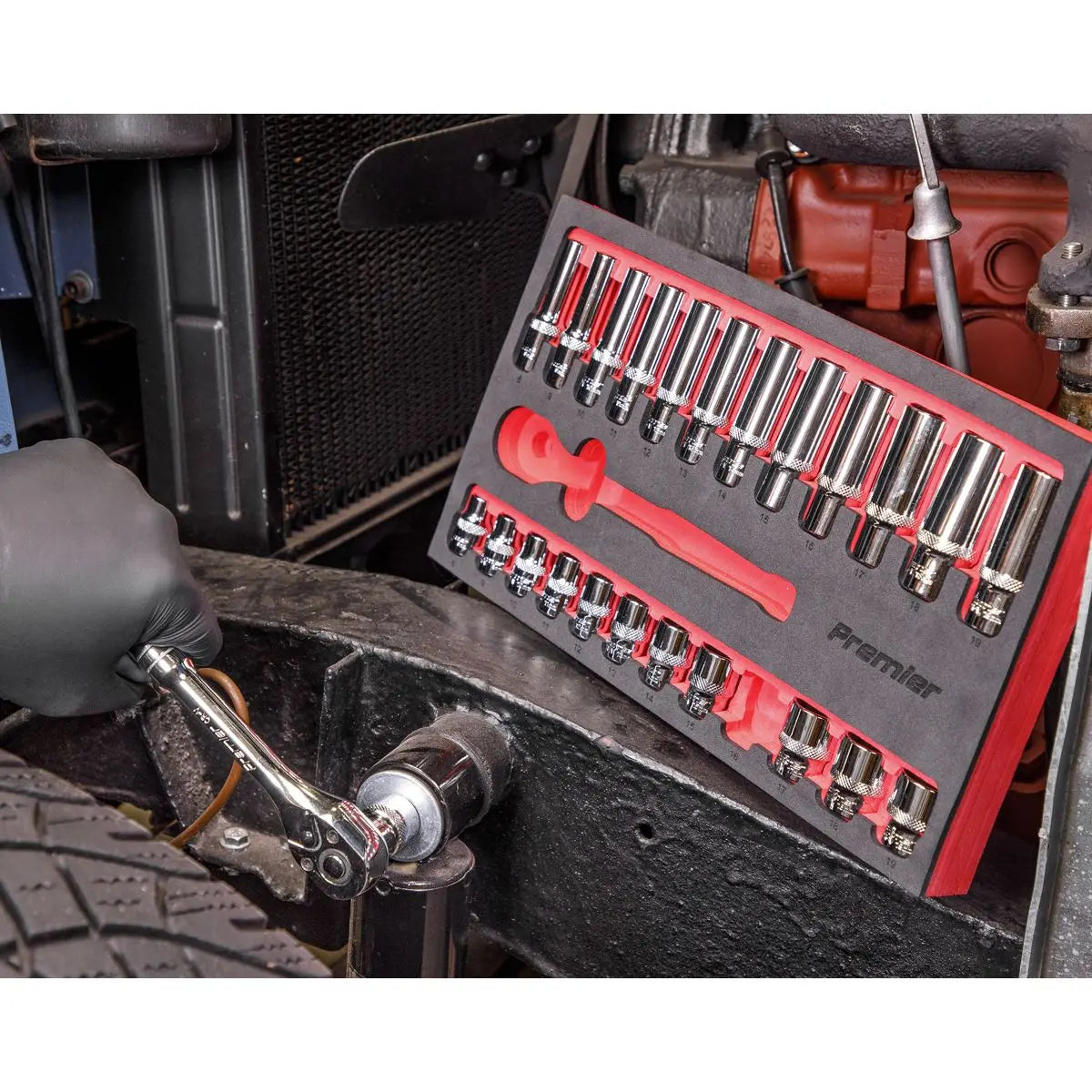 Sealey Premier Ratchet Wrench & Socket Set 25pc 3/8"Sq Drive