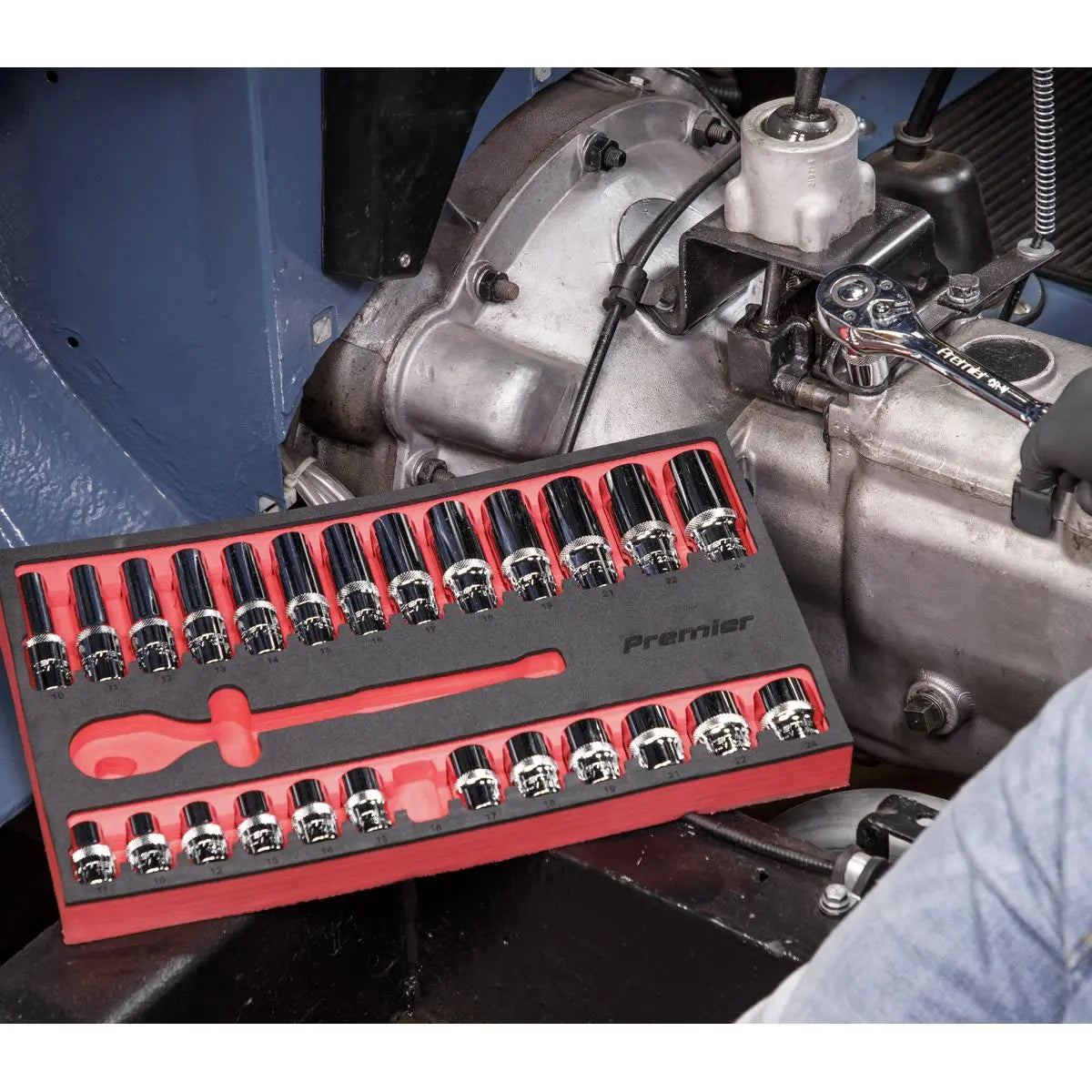 Sealey Premier Ratchet Wrench & Socket Set 27pc 1/2"Sq Drive