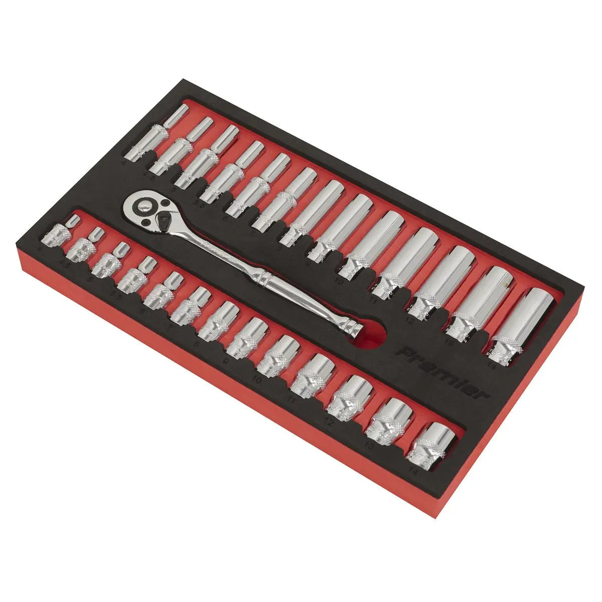 Sealey Premier Ratchet Wrench & Socket Set 27pc 1/4"Sq Drive