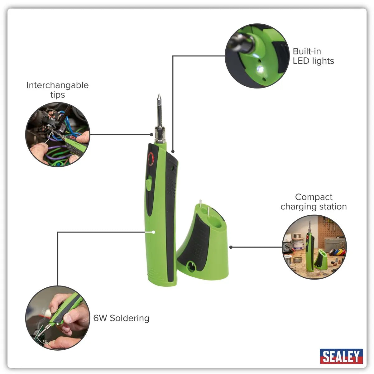 Sealey Premier Rechargeable Soldering Iron 6W White Rose Tools