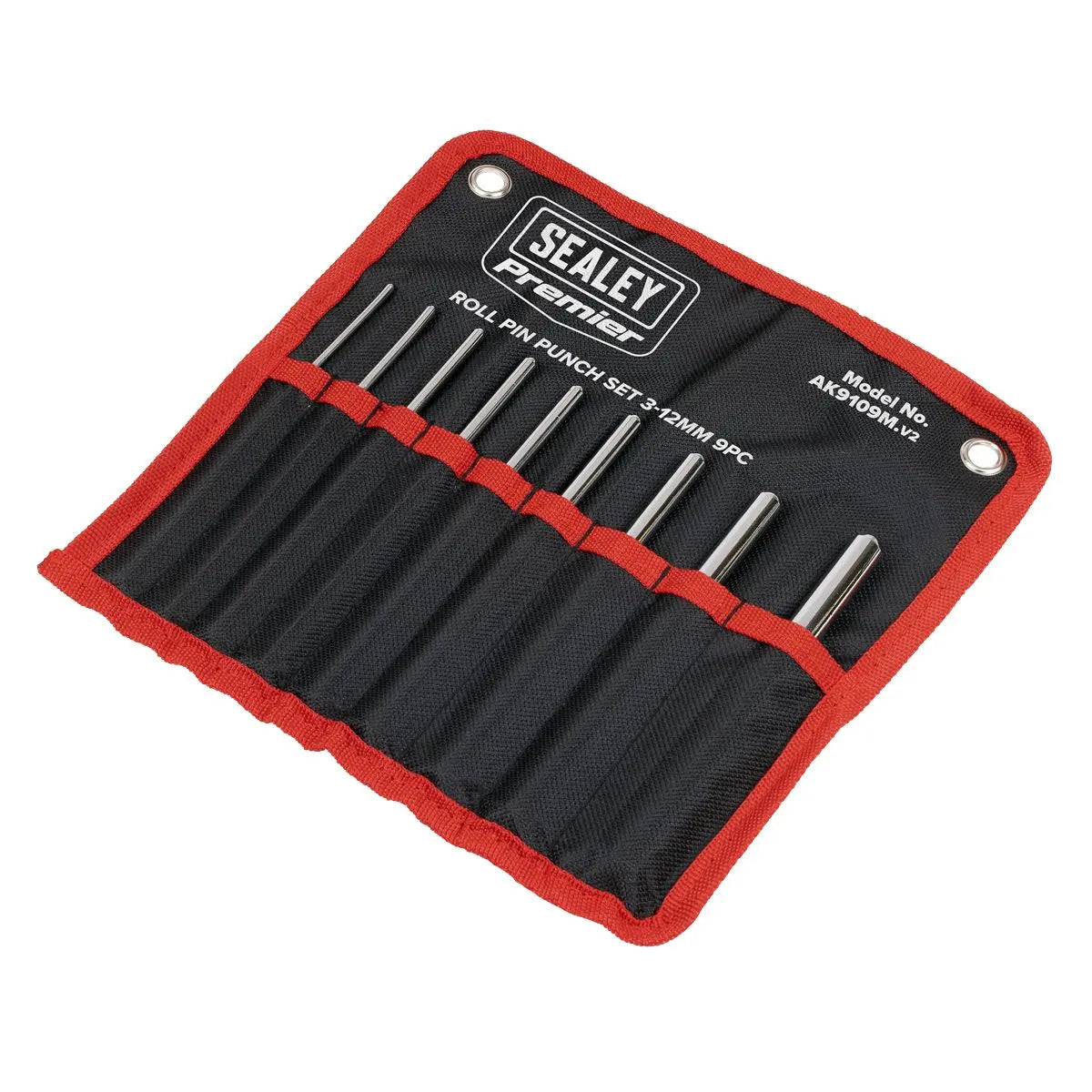 Sealey Premier Roll Pin Punch Set 3-12mm 9pc White Rose Tools