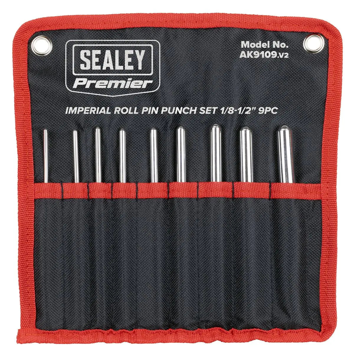 Sealey Premier Roll Pin Punch Set Imperial 1/8-1/2" 9pc White Rose Tools