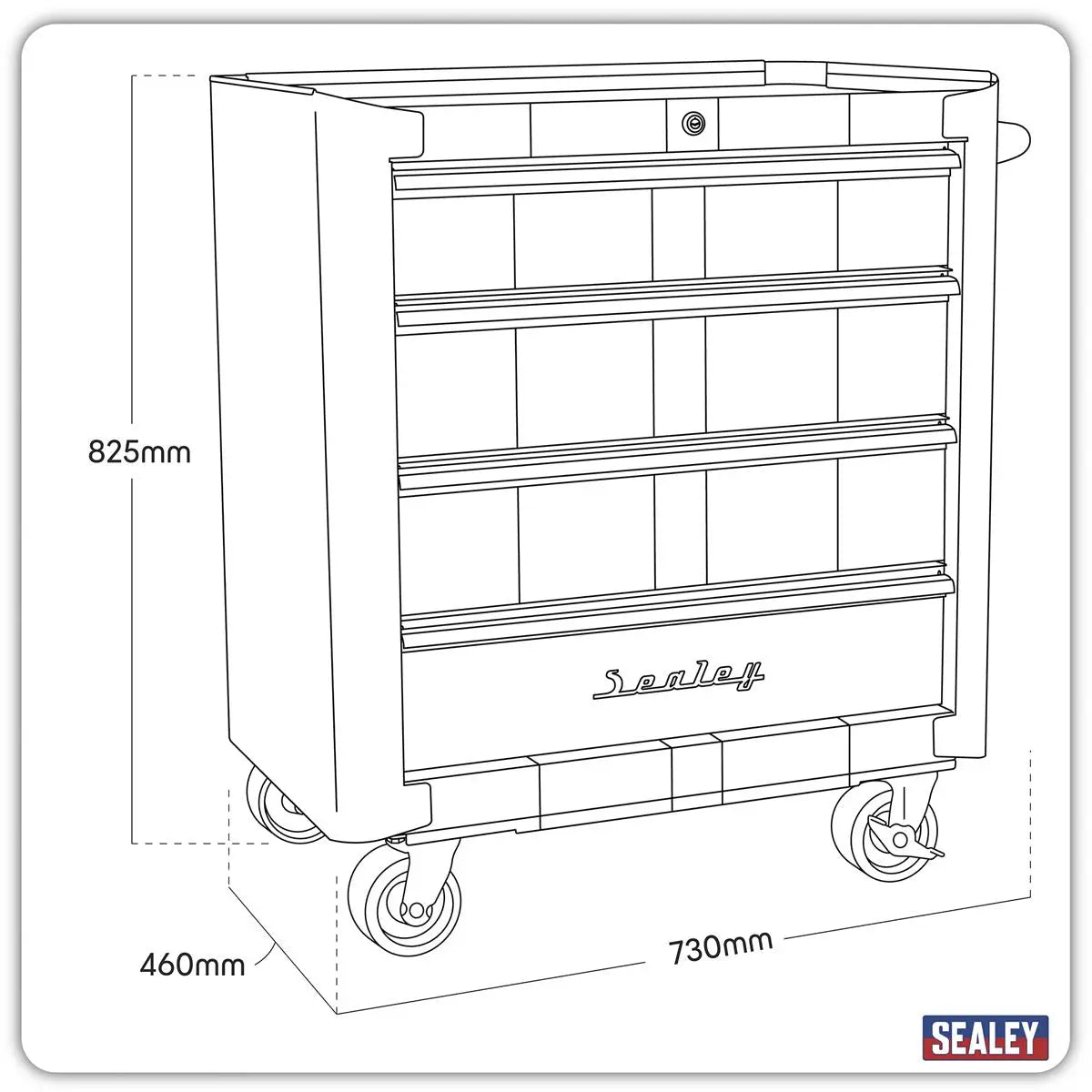 Sealey Premier Rollcab 4 Drawer Retro Style - Blue with White Stripes