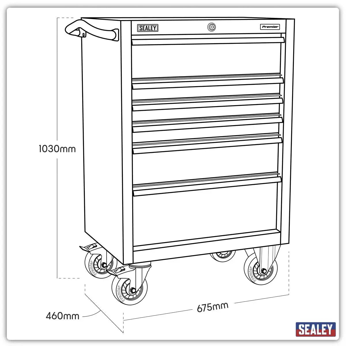 Sealey Premier Rollcab 6 Drawer 675mm Stainless Steel Heavy-Duty  White Rose Tools
