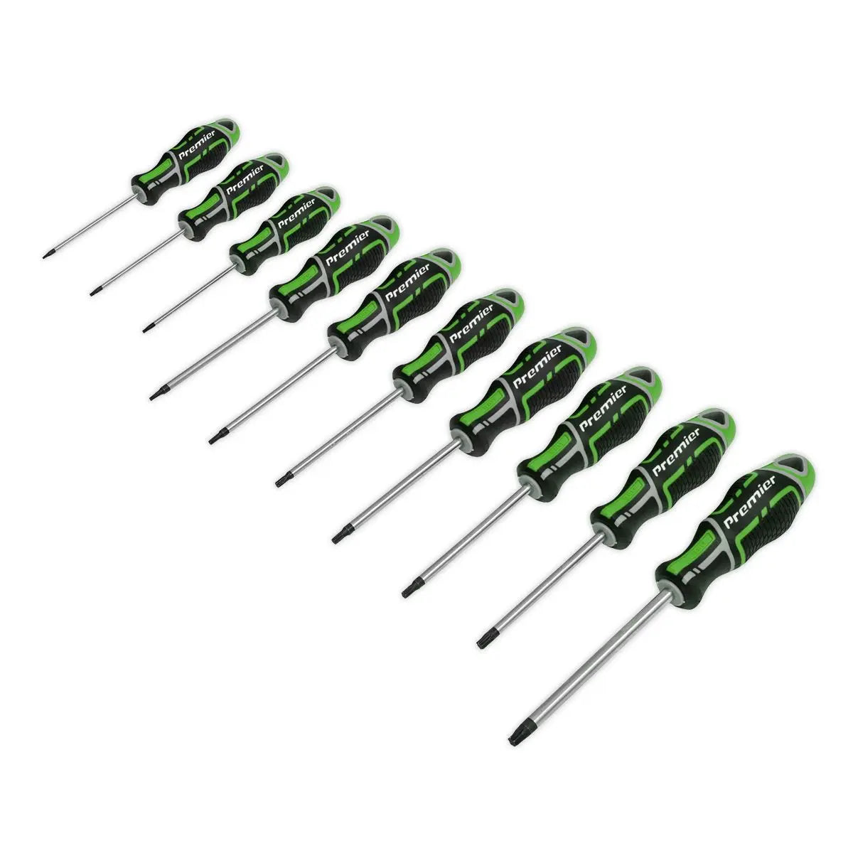 Sealey Premier Screwdriver Set 10pc TRX-Star* GripMAX® - Hi-Vis Green White Rose Tools