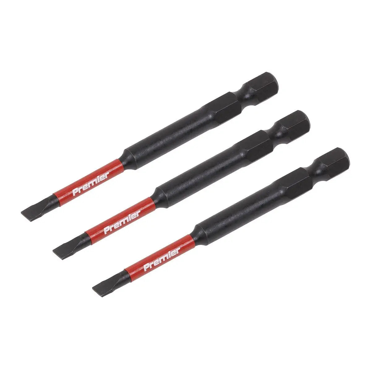 Sealey Premier Slotted 4.5mm Impact Power Tool Bits 75mm - 3pc