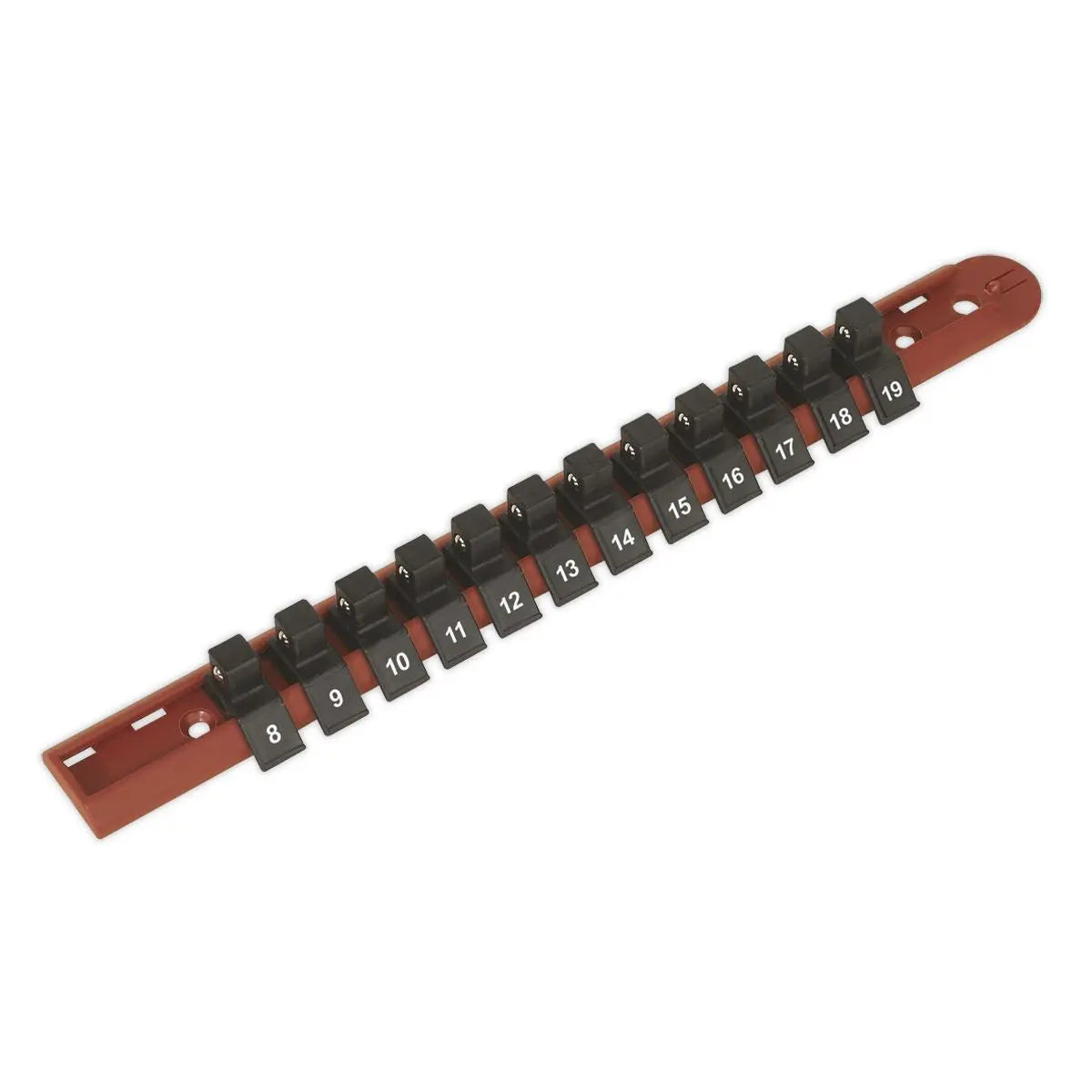 Sealey Premier Socket Retaining Rail with 12 Clips 3/8"Sq Drive
